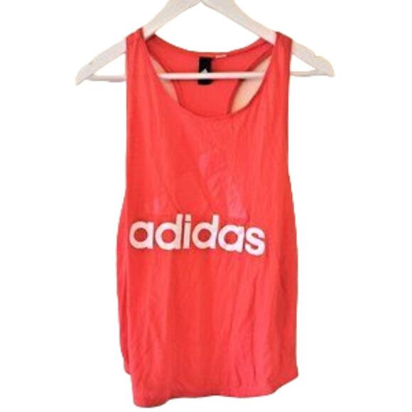Adidas Peach / Orange Graphic Scoop Neck Racerback Muscle Tee / Top - M - Picture 1 of 10